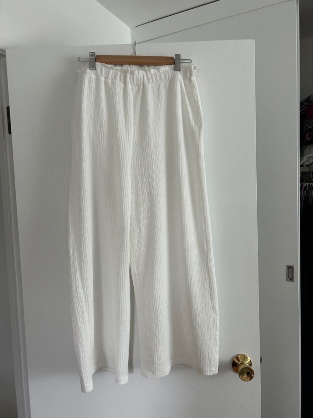 crosby. Relaxed Wide Leg Cream Pull-On Pants